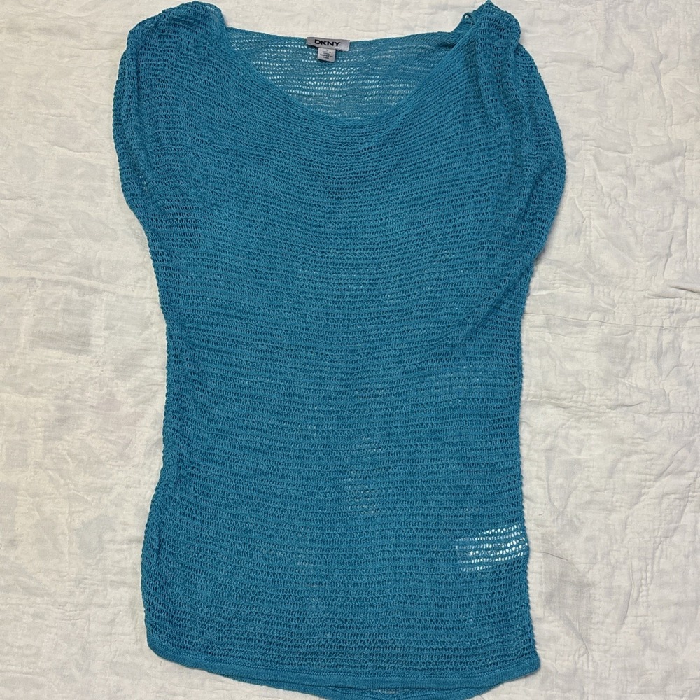 DKNY Linen Blend‎ Crochet See Through Dress